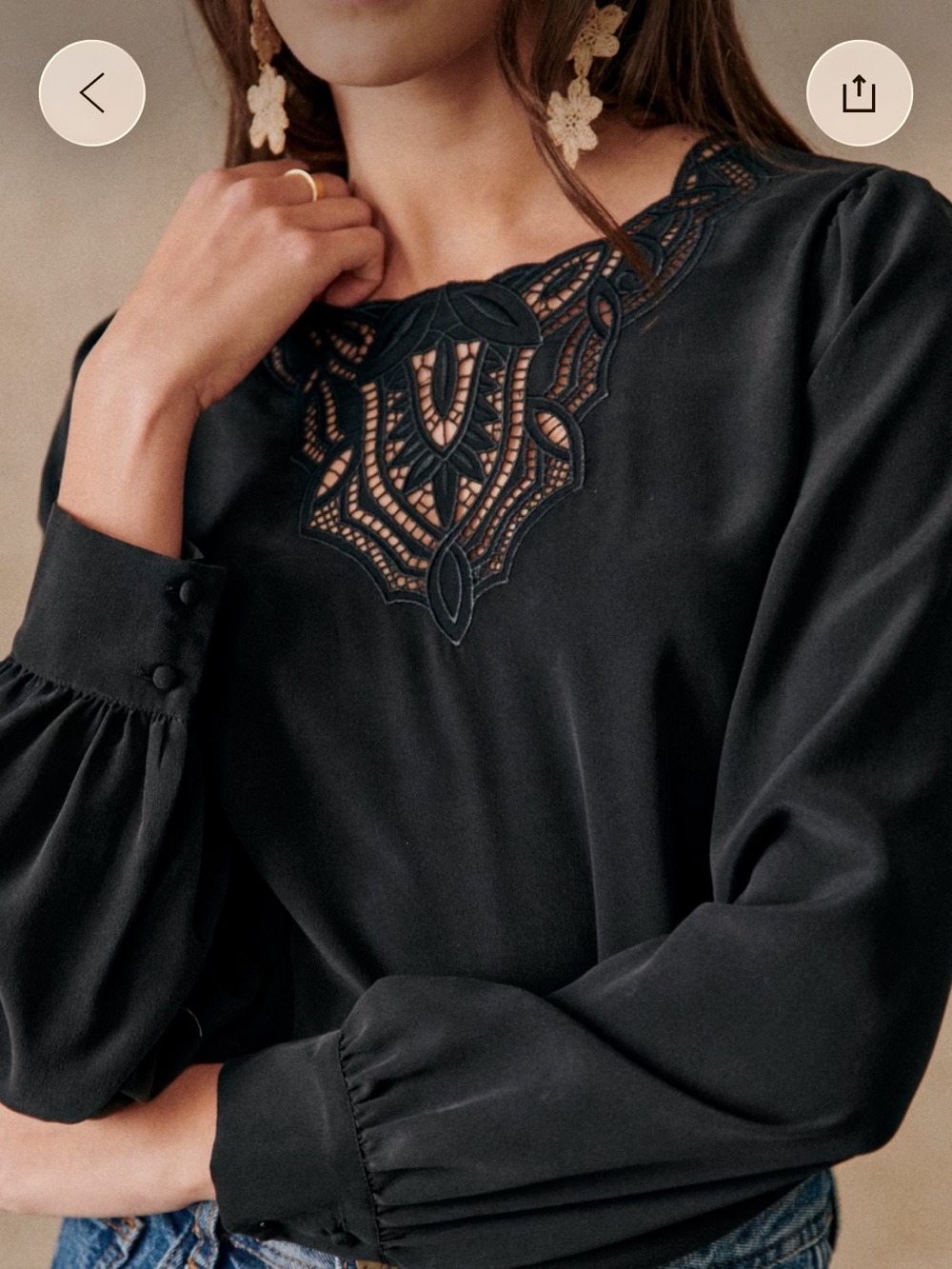 Sezane Carlotta Blouse - Black 100% Silk